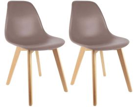 Chaise scandinave en hëtre et polypropylène (Lot de 2) (Taupe)