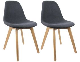 Chaise scandinave en tissu et pieds en bois (Lot de 2) (Noir)