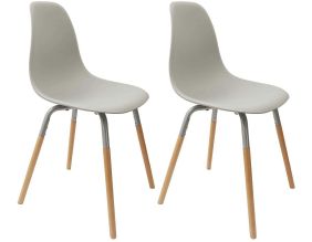 Chaise scandinave pieds métal et bois de hêtre Phenix (Lot de 2) (Gris)