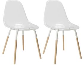 Chaise scandinave pieds métal et bois de hêtre Phenix (Lot de 2) (Transparente)