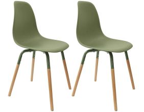 Chaise scandinave pieds métal et bois de hêtre Phenix (Lot de 2) (Vert)