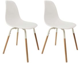 Chaise scandinave pieds métal et bois de hêtre Phenix (Lot de 2) (Blanc)