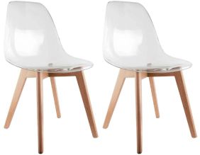 Chaise scandinave en plastique transparent (Lot de 2)