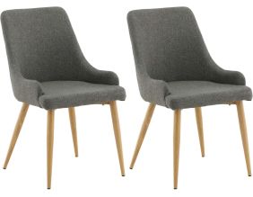 Chaise en tissu avec pieds en acier Plaza (Lot de 2) (Gris foncé et chêne)