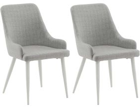 Chaise en tissu avec pieds en acier Plaza (Lot de 2) (Gris et blanc)