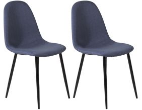 Chaise en tissu avec pieds en acier Polar (Lot de 2) (Bleu et noir)