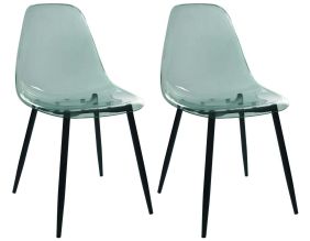 Chaise transparente pieds en métal (Lot de 2) (Vert)