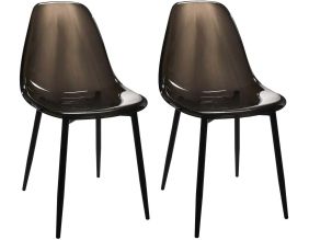 Chaise transparente pieds en métal (Lot de 2) (Noir)
