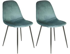 Chaise en velours côtelé Giulia (Lot de 2) (Bleu canard)