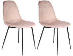 Chaise en velours côtelé Giulia (Lot de 2) (Rose)