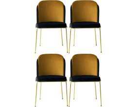 Chaise en velours et métal Dore (Lot de 4)