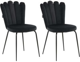 Chaise en velours et métal Limhamn (Lot de 2) (Noir)