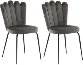 Chaise en velours et métal Limhamn (Lot de 2) (Gris)