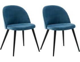 Chaise en velours avec pieds en acier Velvet (Lot de 2) (Bleu)