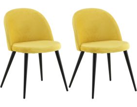 Chaise en velours avec pieds en acier Velvet (Lot de 2) (Jaune)