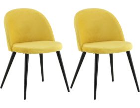 Chaise en velours avec pieds en acier Velvet (Lot de 2) (Jaune)