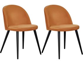 Chaise en velours avec pieds en acier Velvet (Lot de 2) (Orange)