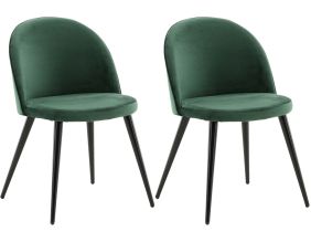 Chaise en velours avec pieds en acier Velvet (Lot de 2) (Vert)