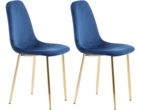 Chaise en velours et pieds cuivrés Polar (Lot de 2)