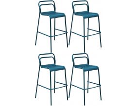 Chaises de bar jardin design aluminium Eos (Lot de 4) (Bleu nuit)