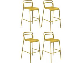 Chaises de bar jardin design aluminium Eos (Lot de 4) (Tournesol)