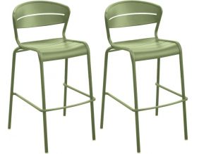 Chaises de bar terrasse en aluminium Haora (Lot de 2) (Amande)