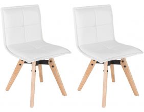 Chaises design avec pieds en chêne (Lot de 2) (Blanc)