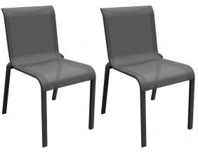 Chaises pour l'extérieur en aluminium Cauro (Lot de 2) (Graphite et gris)