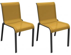 Chaises pour l'extérieur en aluminium Cauro (Lot de 2) (Graphite et moutarde)