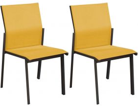 Chaises de jardin empilables Delia (Lot de 2) (Gris, Moutarde)