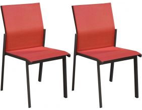 Chaises de jardin empilables Delia (Lot de 2) (Gris, Rouge)