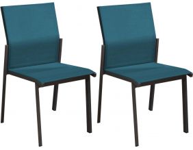 Chaises de jardin empilables Delia (Lot de 2) (Graphite, bleu)