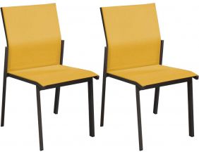 Chaises de jardin empilables Delia (Lot de 2) (Graphite, moutarde)