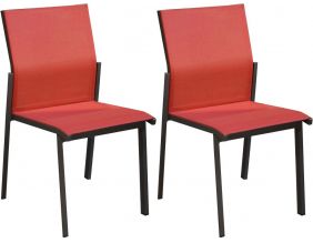 Chaises de jardin empilables Delia (Lot de 2) (Graphite, rouge)