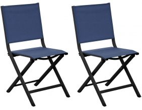 Chaises jardin pliantes en aluminium Thema (Lot de 2) (Graphite, Bleu)
