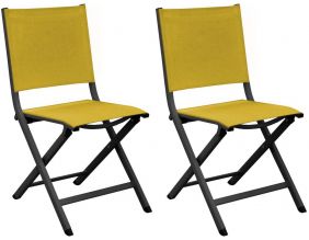 Chaises jardin pliantes en aluminium Thema (Lot de 2) (Graphite, Moutarde)
