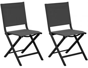 Chaises jardin pliantes en aluminium Thema (Lot de 2) (Graphite, Noir)