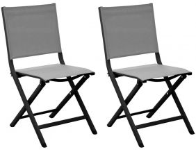 Chaises jardin pliantes en aluminium Thema (Lot de 2) (Graphite, Perle)