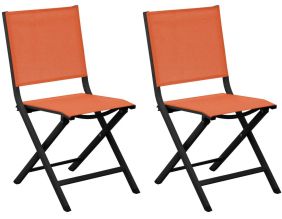 Chaises jardin pliantes en aluminium Thema (Lot de 2) (Graphite et paprika)