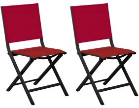 Chaises jardin pliantes en aluminium Thema (Lot de 2) (Graphite, rouge)