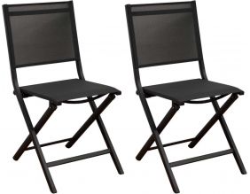 Chaises jardin pliantes en aluminium Thema (Lot de 2) (Graphite, toile chinée noir)