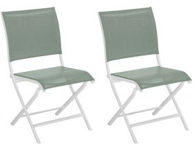 Chaises pliante jardin en aluminium Elegance (Lot de 2) (Blanc et amande)