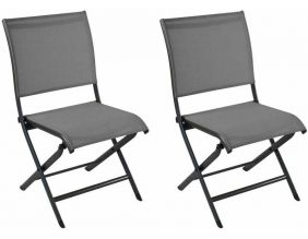 Chaises pliante jardin en aluminium Elegance (Lot de 2) (Gris)