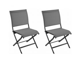 Chaises pliante jardin en aluminium Elegance (Lot de 2) (Gris)