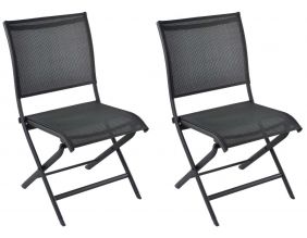 Chaises pliante jardin en aluminium Elegance (Lot de 2) (Gris et damier bi-couleur)