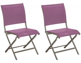 Chaises pliante jardin en aluminium Elegance (Lot de 2) (Taupe et lilas)