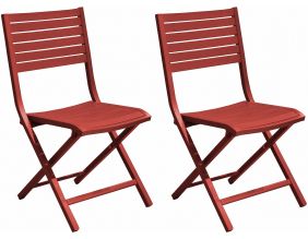 Chaises pliantes en aluminium Lucca (Lot de 2) (Rouge)