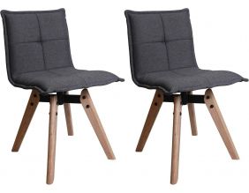 Chaises en tissu et chêne Nina (Lot de 2) (Gris foncé)