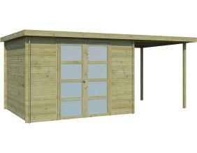 Chalet en bois 6,44 m² Umea (Chalet avec extension 5,26 m² (traité autoclave classe 3))