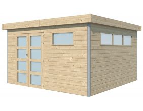 Chalet en bois profil aluminium contemporain 14.82 m² (Avec plancher + gouttière)